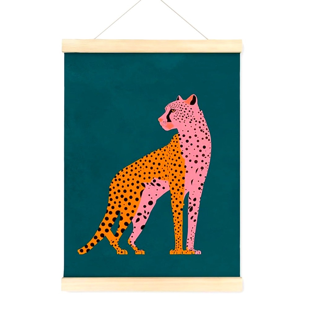 Pink and Orange Cheetah Wall Art